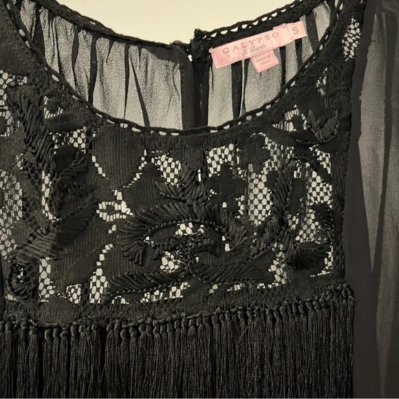 Calypso St Barth Cellini Silk Flutter Top With Fringe sz S - Picture 4 of 6